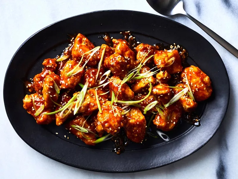 Air-fried general tso's chicken
